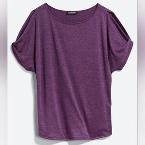 Colette Romey Plum Purple Cold Shoulder Sleeve Knit Tee Top